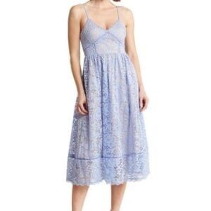 NSR Blue lace Spaghetti‎ Strap Midi dress
